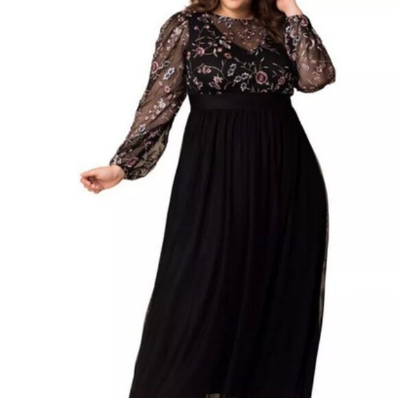 Kiyonna Black Eternal Embroidered Bodice Evening Gown - Picture 1 of 4